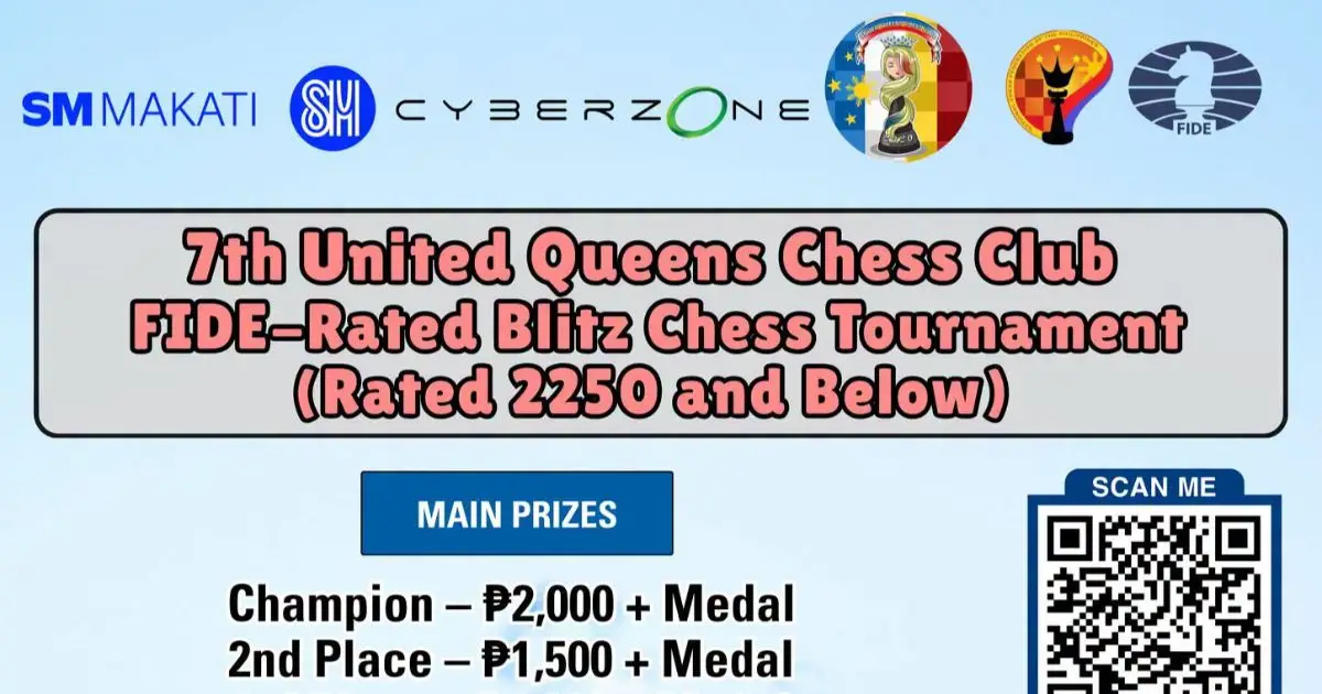 7th United Queens Chess Club FIDE-Rated Blitz Chess Tournament (Rated 2250 And Below) poster