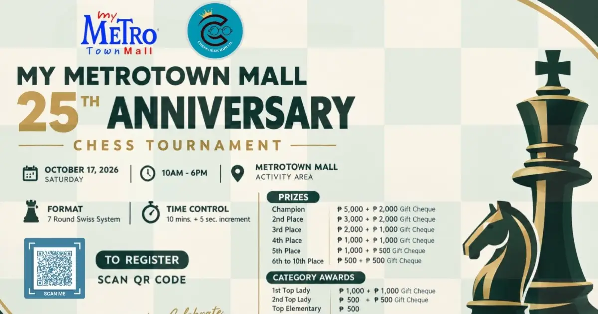 My MetroTown Mall 25th Anniversary Chess Tournament poster
