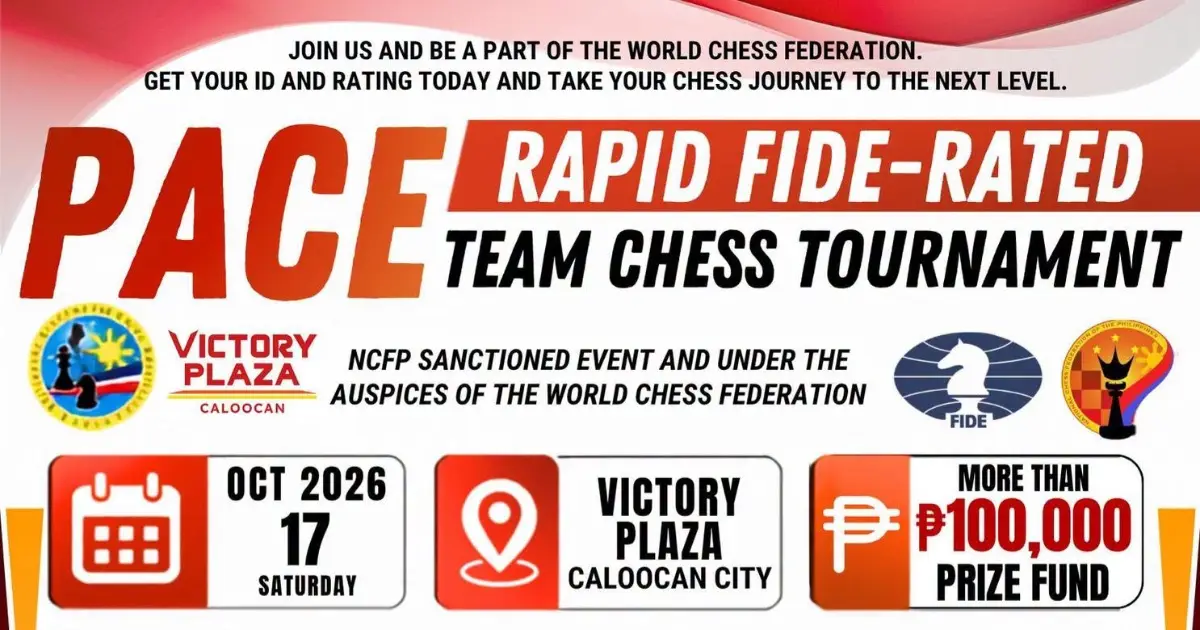 PACE Rapid FIDE Rated Team 3x3 Chess Tournament poster