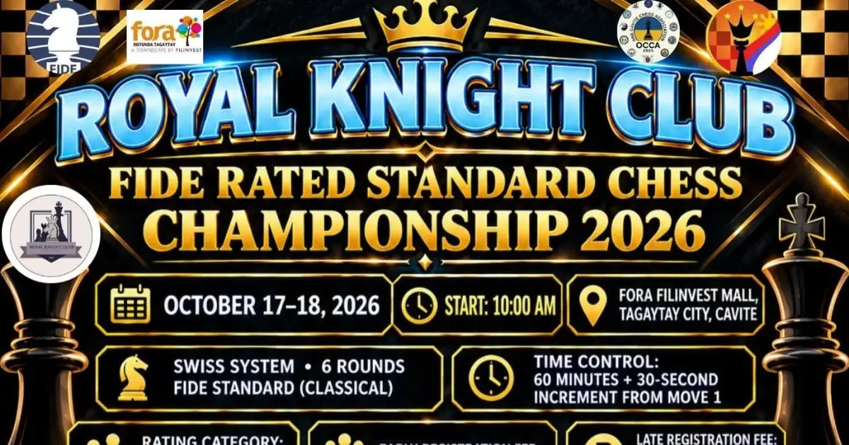 Royal Knight Club FIDE Standard Chess Tournament 2026 poster
